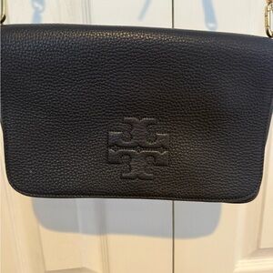Tory Burch BlueTextured Leather Crossbody , very good Condition
